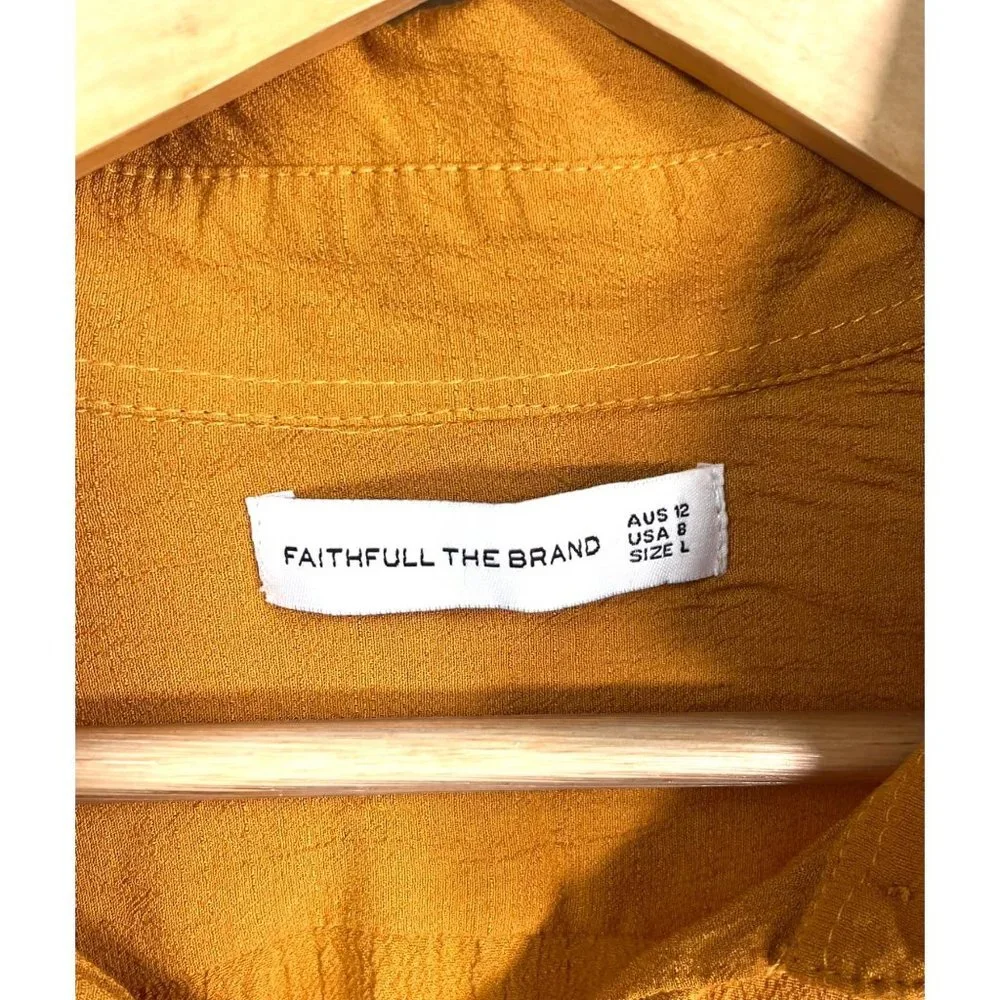 Faithful the Brand cropped tie front‎ blouse sz L mustard - Picture 5 of 8